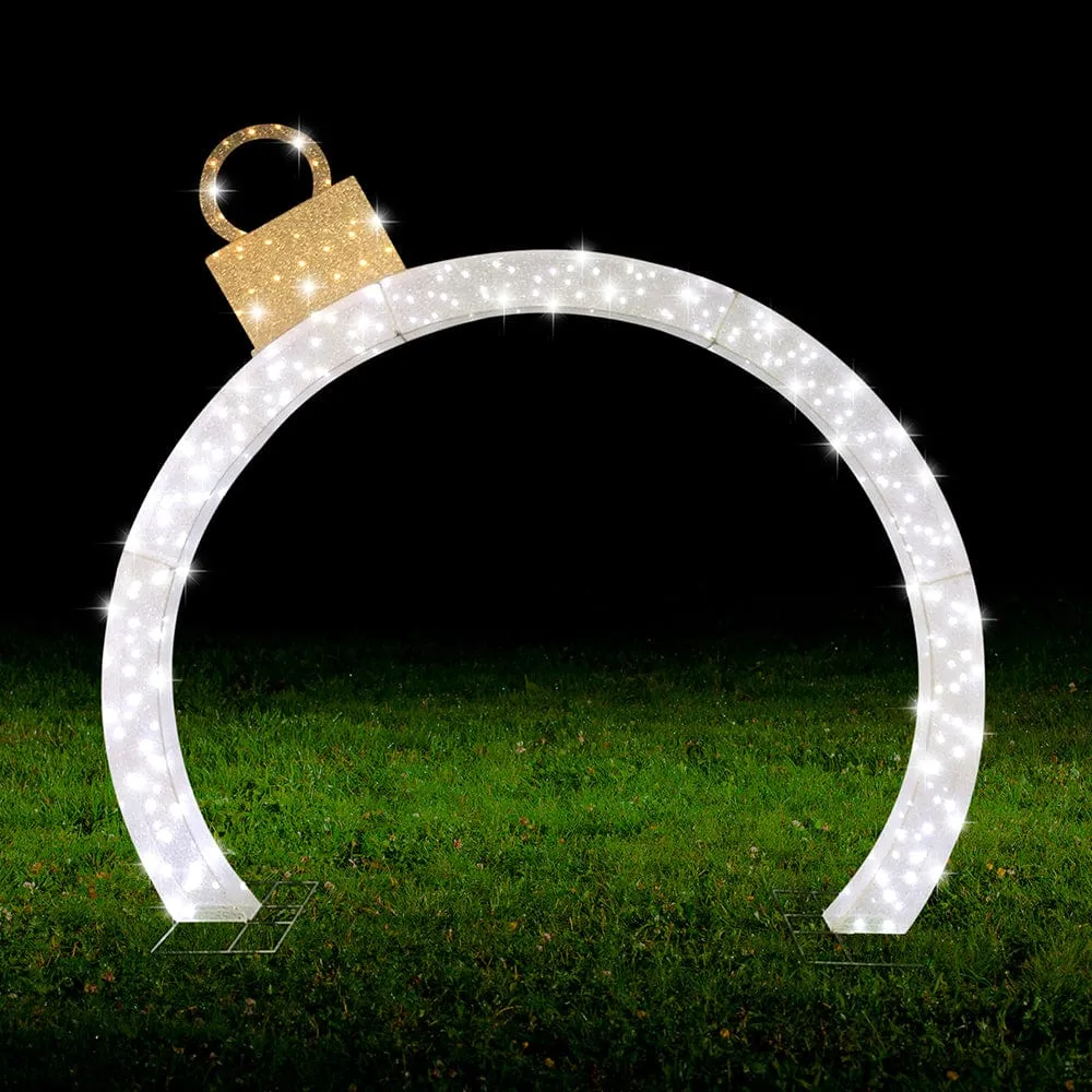 LED Twinkling White Glitter Bauble Arch