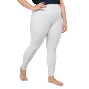 Light Gray Plus Size Leggings, Solid Color Print Women's Comfy Leggings- Made in USA/EU