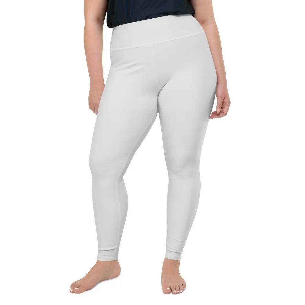 Light Gray Plus Size Leggings, Solid Color Print Women's Comfy Leggings- Made in USA/EU