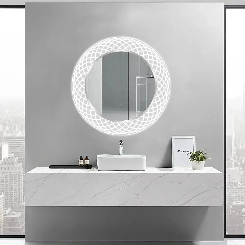 Liza Round LED Lighted Mirror with Dimmer & Defogger - Available in 2 Sizes