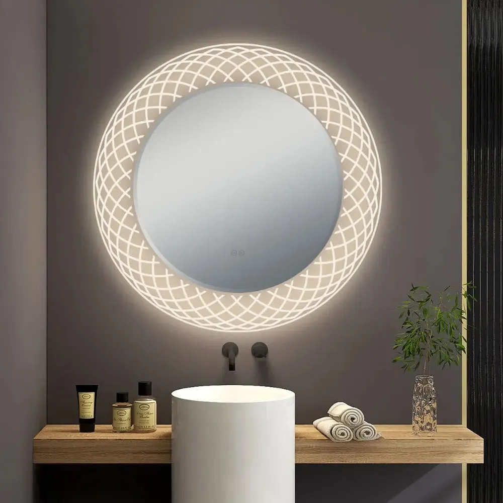 Liza Round LED Lighted Mirror with Dimmer & Defogger - Available in 2 Sizes