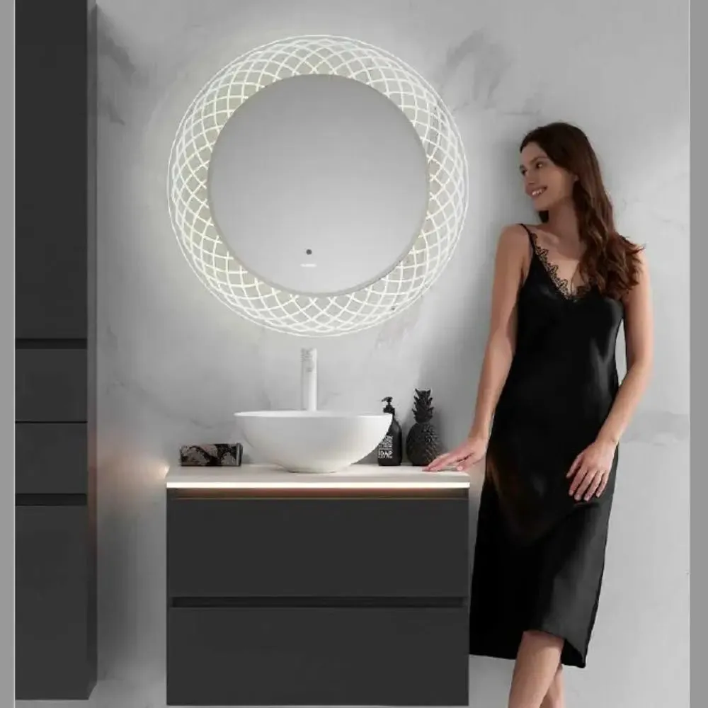 Liza Round LED Lighted Mirror with Dimmer & Defogger - Available in 2 Sizes