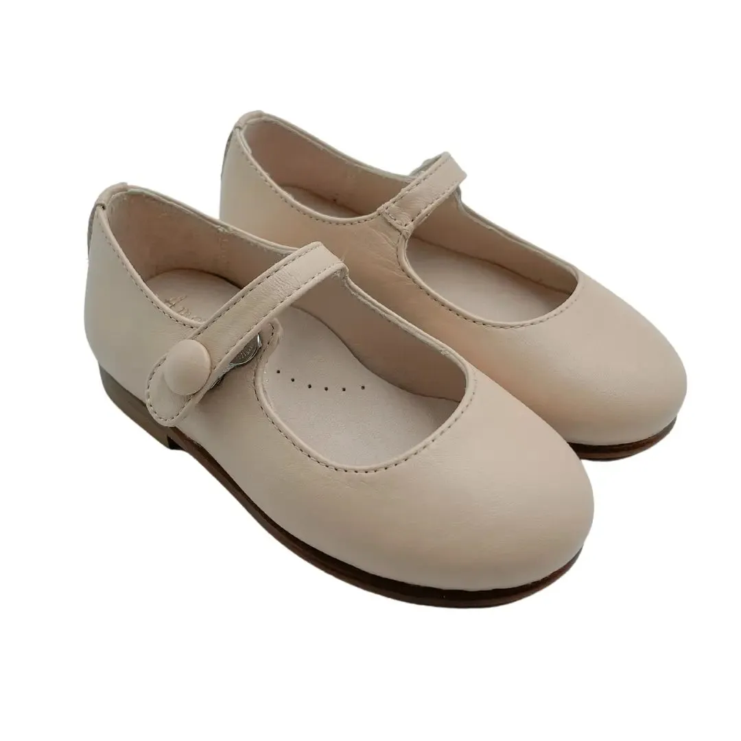 London- Beige Leather Mary Jane Shoes