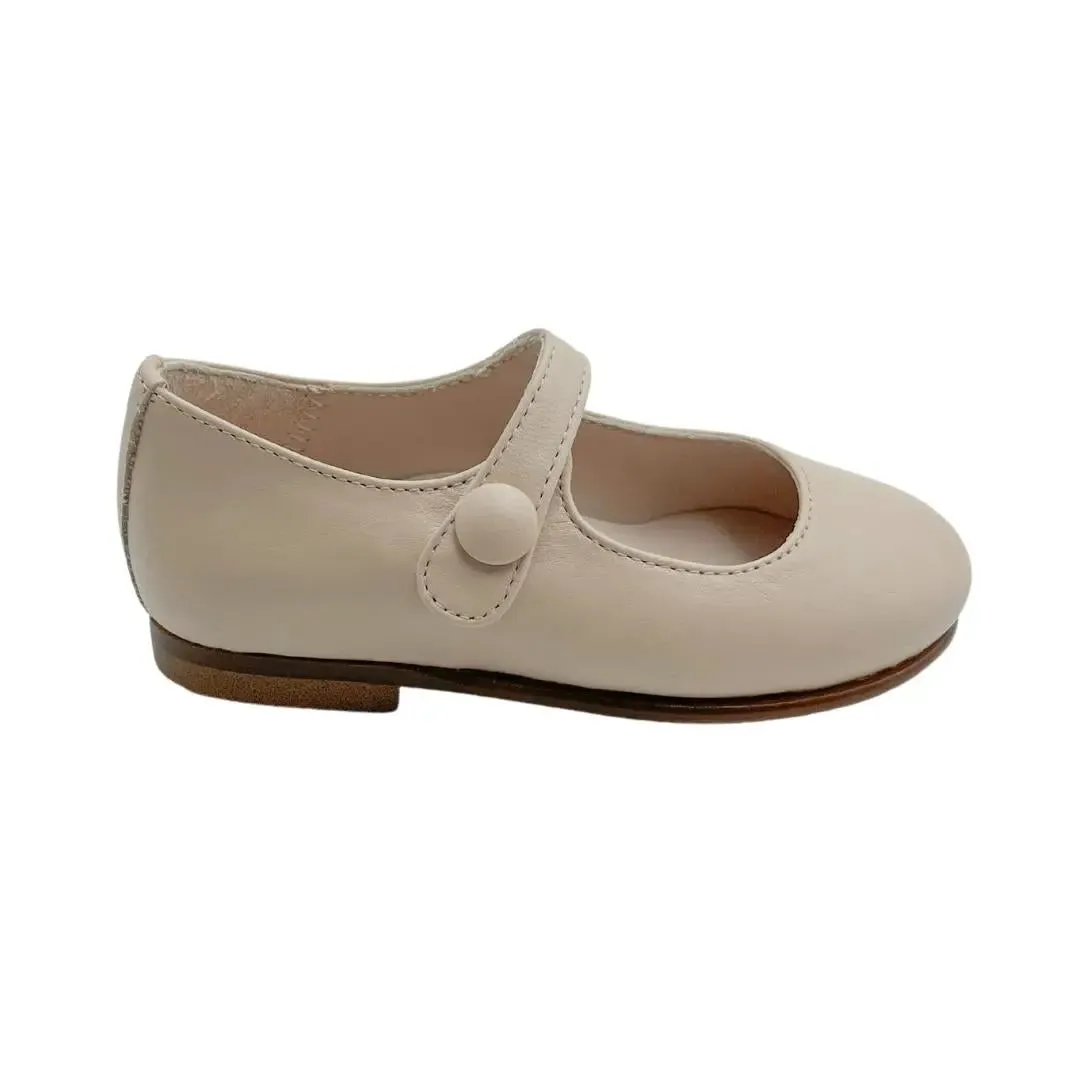 London- Beige Leather Mary Jane Shoes