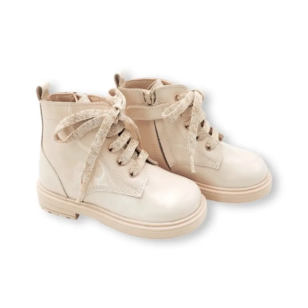 Luna- Light Beige Patent Leather Boots