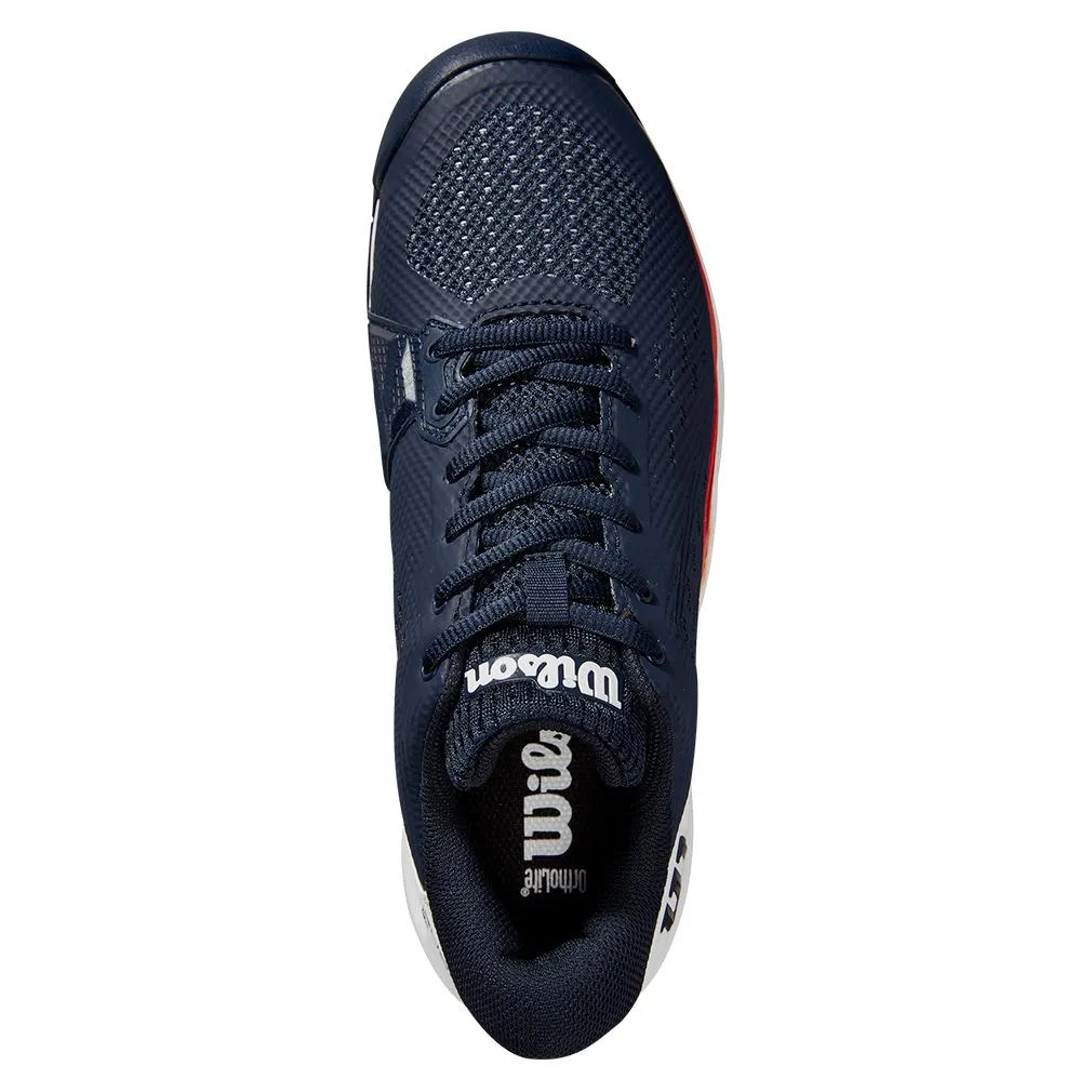 Men's Rush Pro Ace Wide Tennis Shoes Navy Blazer and White