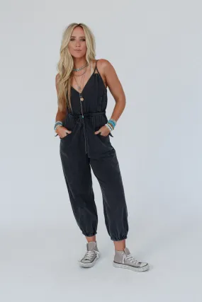 Milika Drawstring Jumpsuit - Black