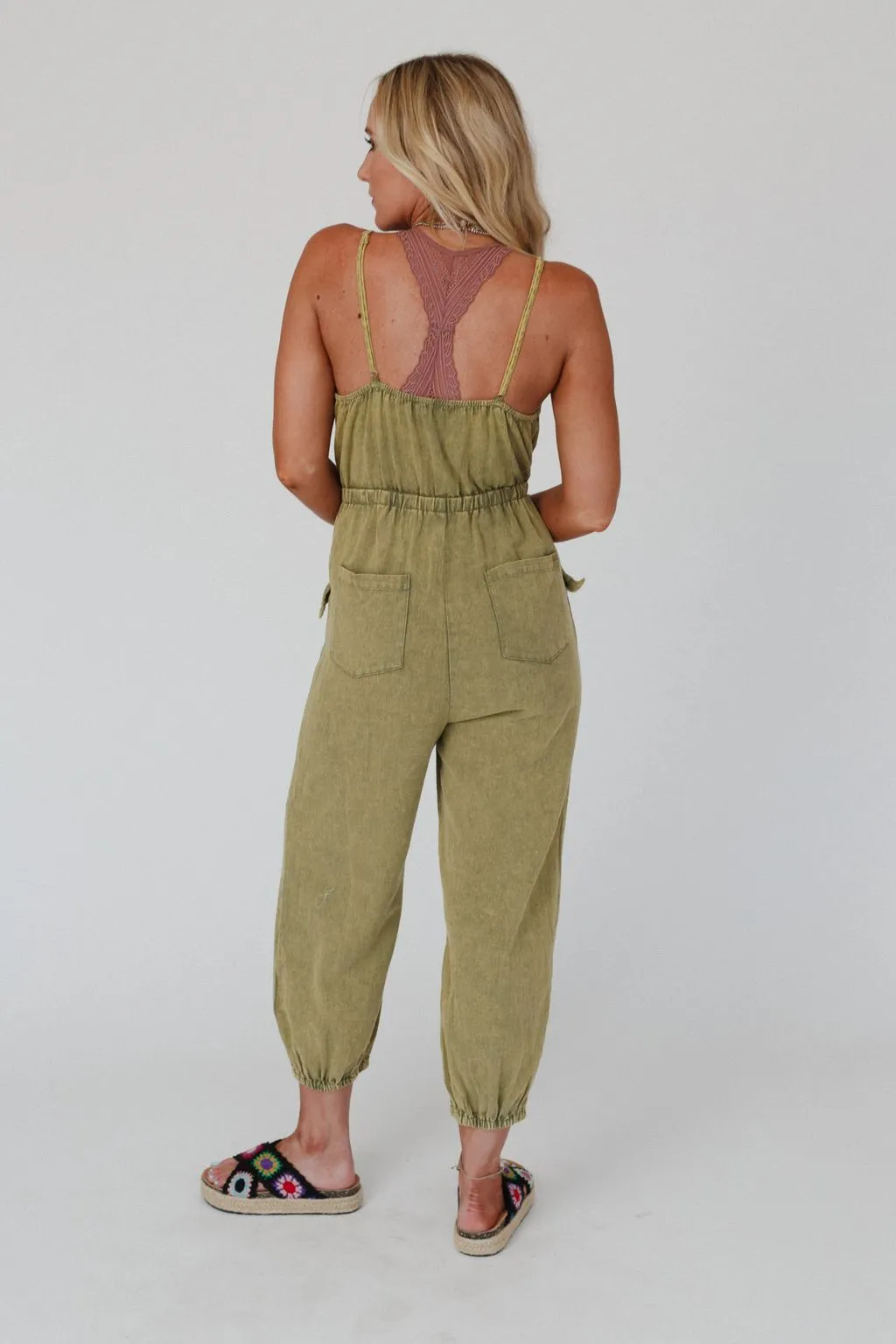 Milika Drawstring Jumpsuit - Olive