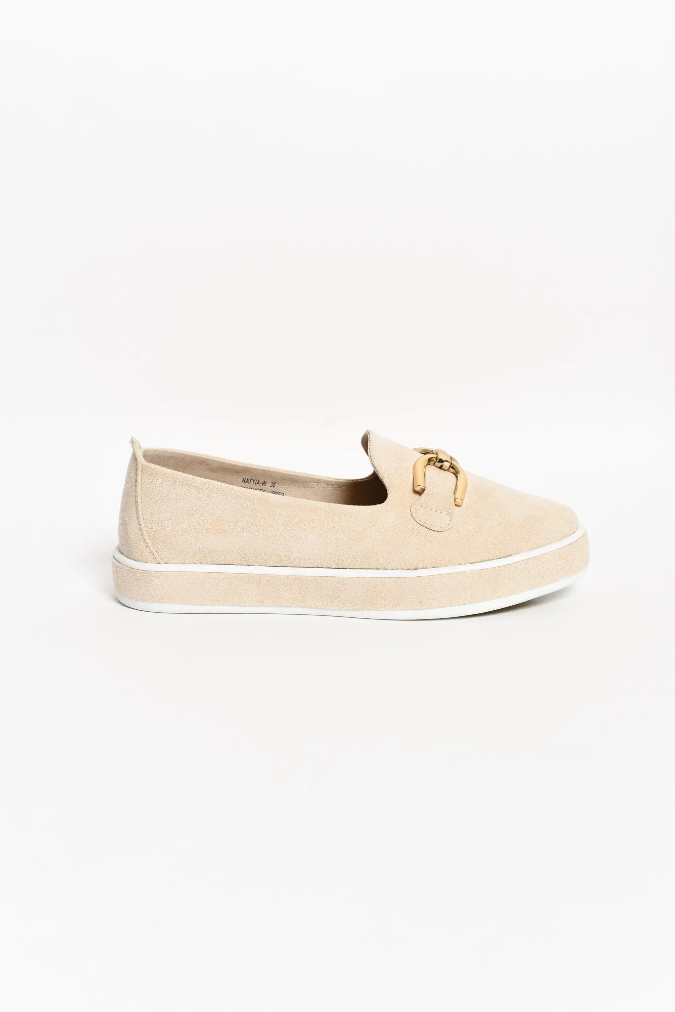 Natyia Beige Faux Suede Platform Loafer