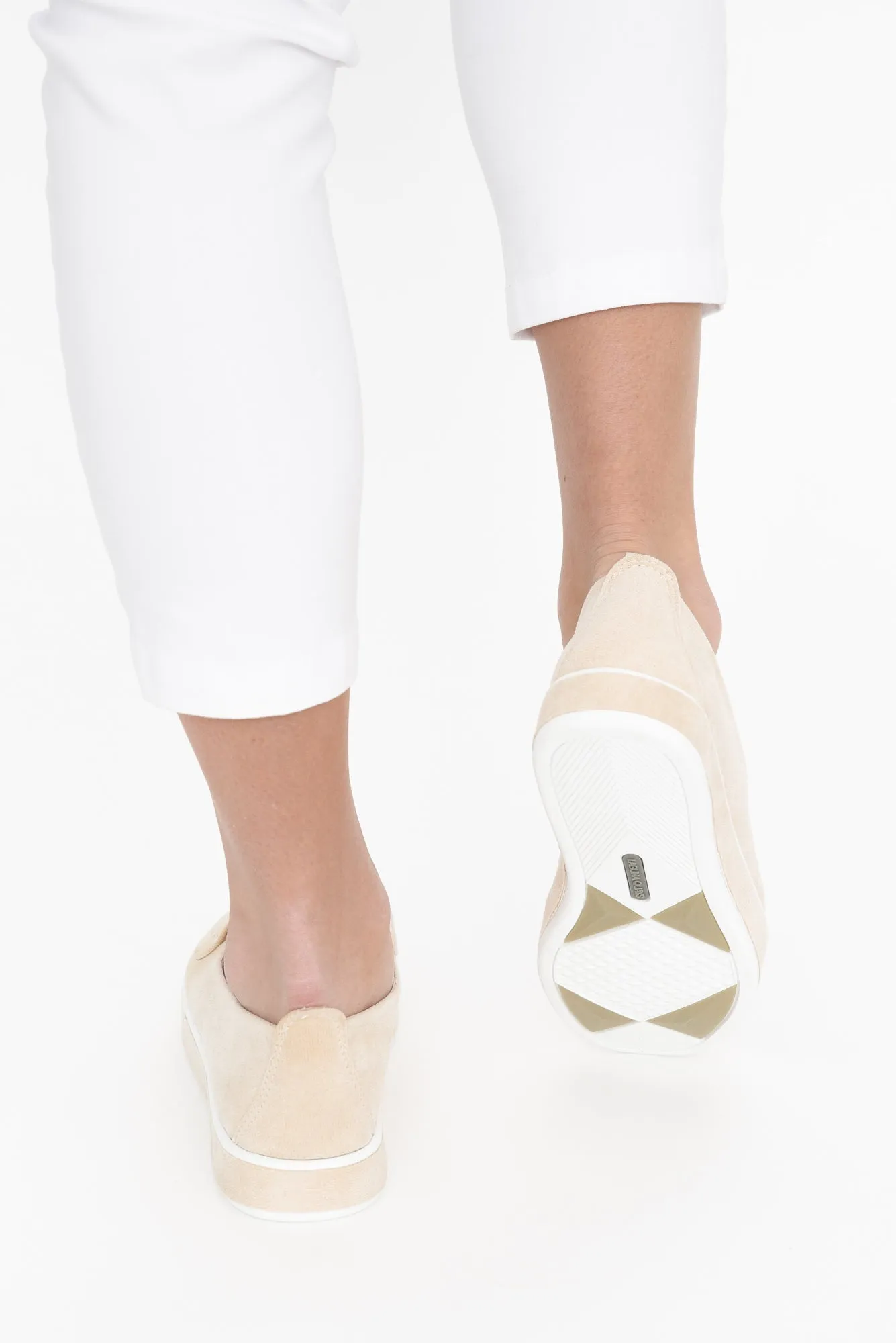 Natyia Beige Faux Suede Platform Loafer