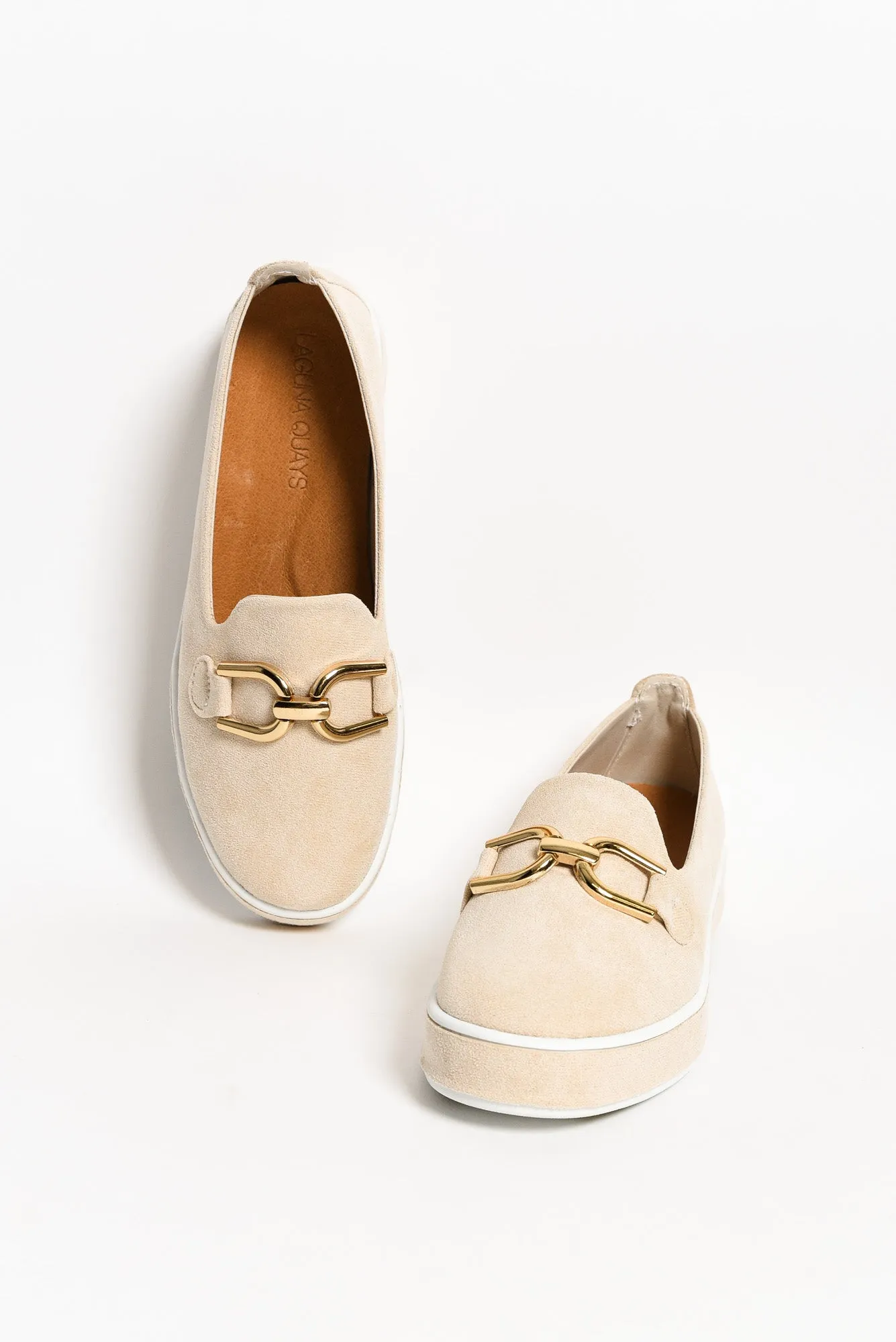 Natyia Beige Faux Suede Platform Loafer