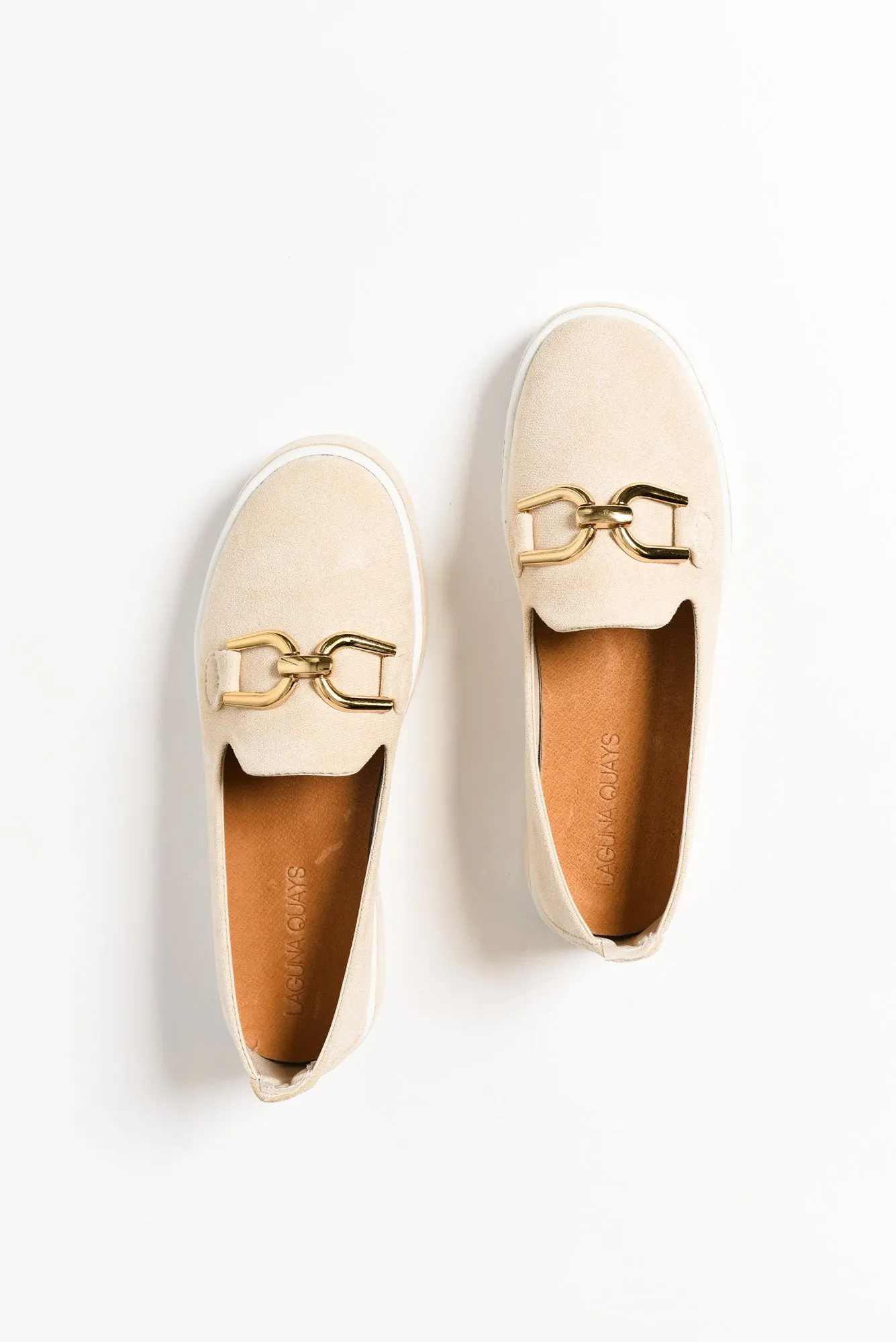 Natyia Beige Faux Suede Platform Loafer