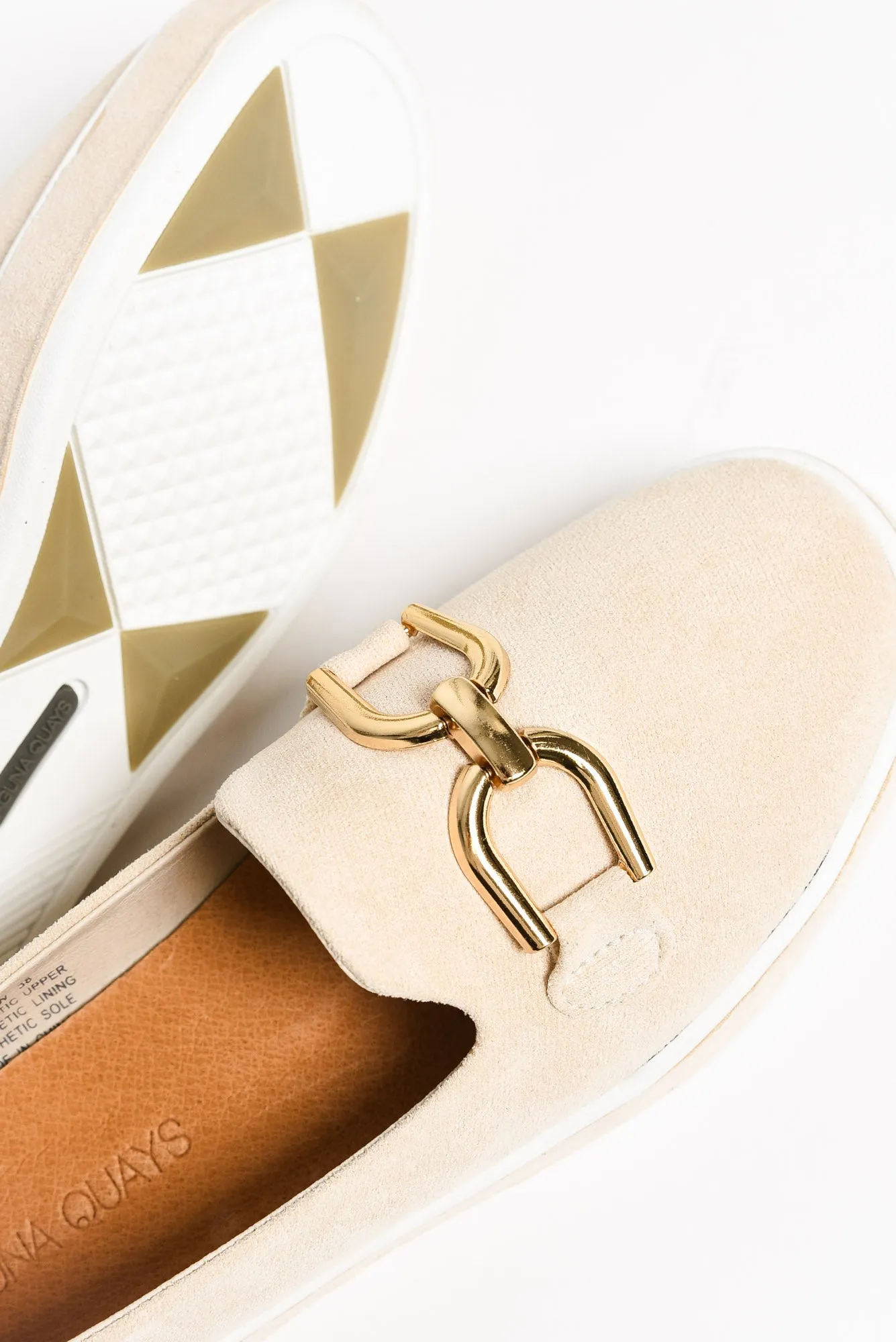 Natyia Beige Faux Suede Platform Loafer