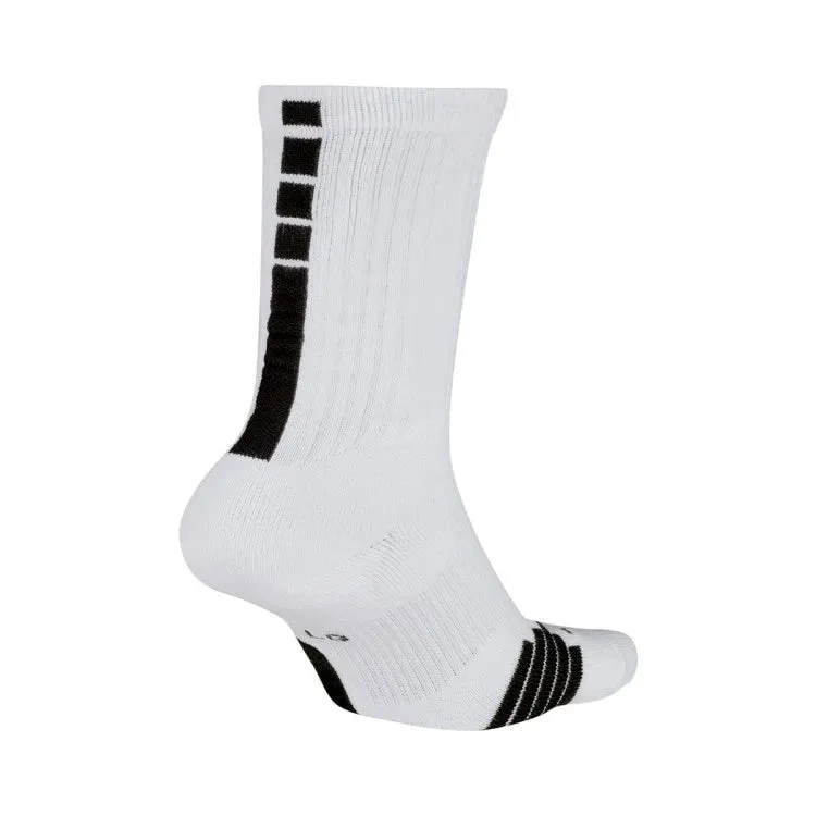 Nike Elite Crew (1 Pair) Compression Unisex White Black Basketball & Sports Socks [MR]