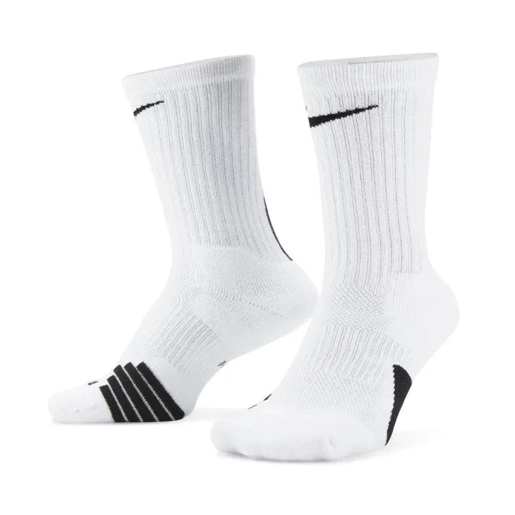 Nike Elite Crew (1 Pair) Compression Unisex White Black Basketball & Sports Socks [MR]