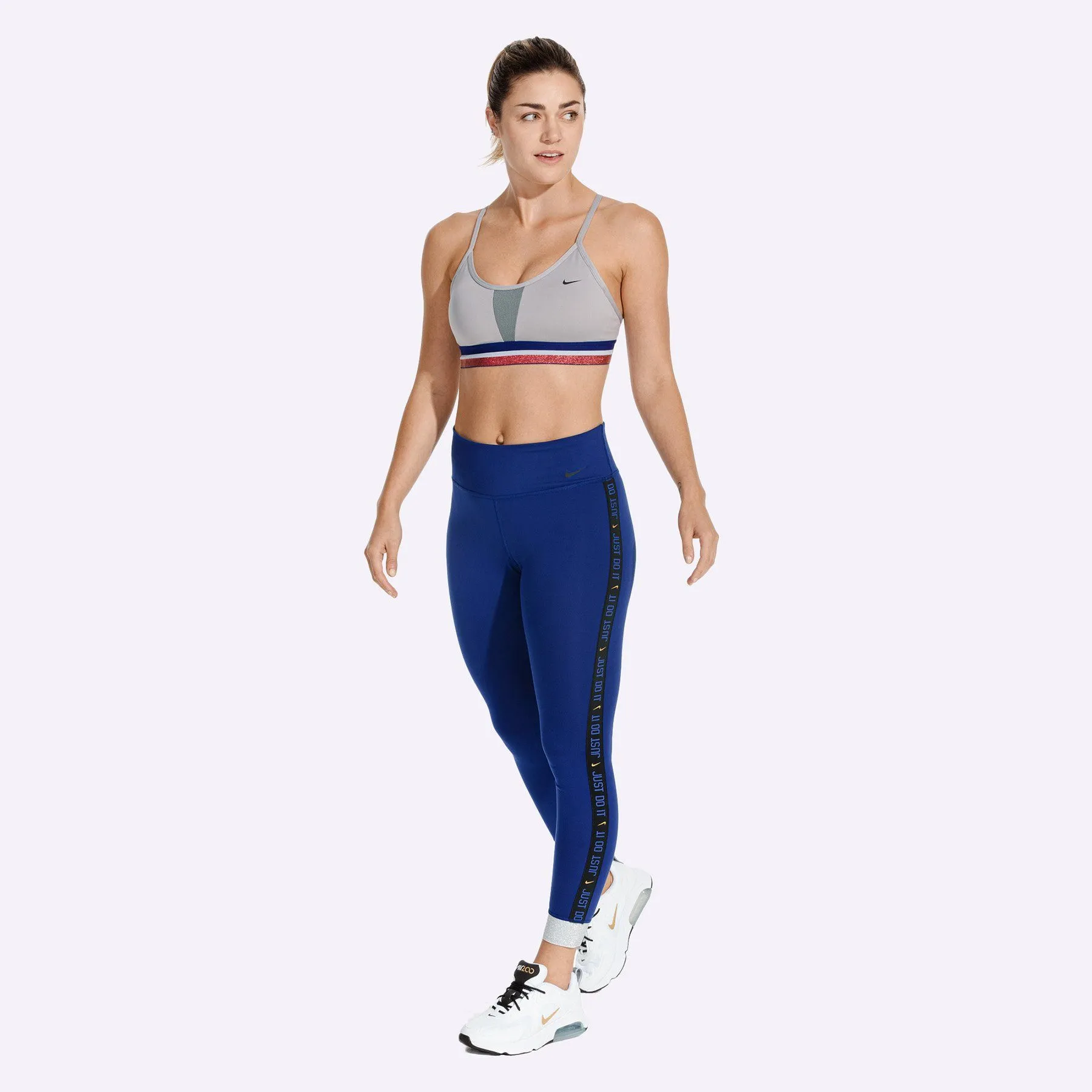 Nike Indy Women's Light-Support Sports Bra - ATMOSPHERE GREY/DEEP ROYAL BLUE/BLACK