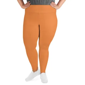 Orange Women's Tights, Best Solid Color Print Women's Plus Size Leggings- Made in USA/EU (US Size: 2XL-6XL)