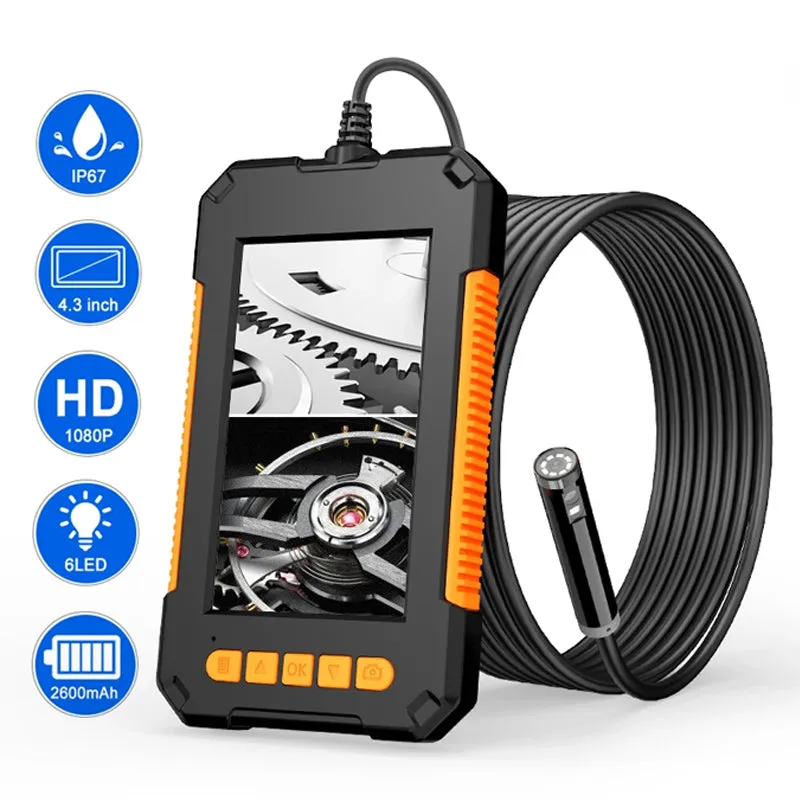 P40 8mm Single Dual Lens Industrial Endoscope 1080P 4.3 &quot; IPS LCD Digital Inspection Camera With 8 LED For Car Sewer Checking