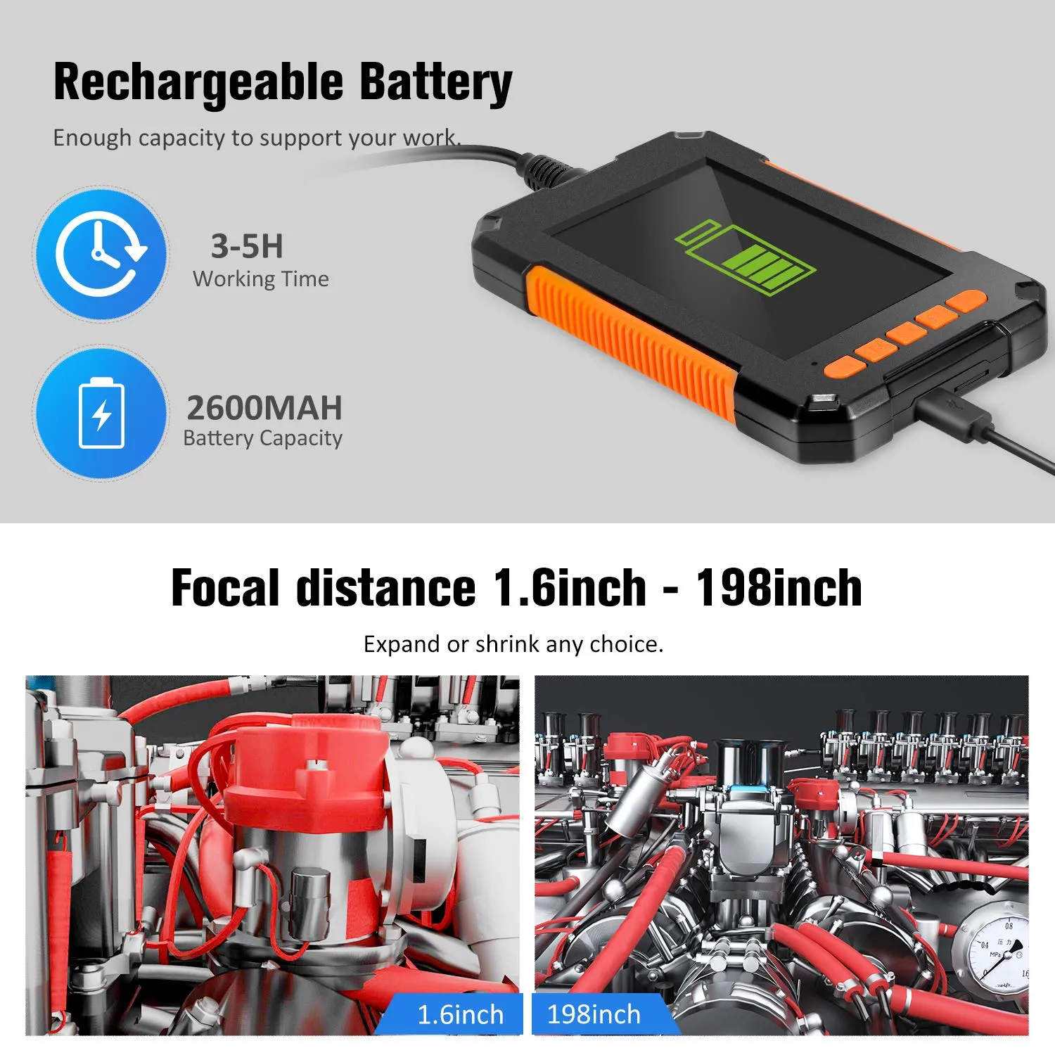 P40 8mm Single Dual Lens Industrial Endoscope 1080P 4.3 &quot; IPS LCD Digital Inspection Camera With 8 LED For Car Sewer Checking