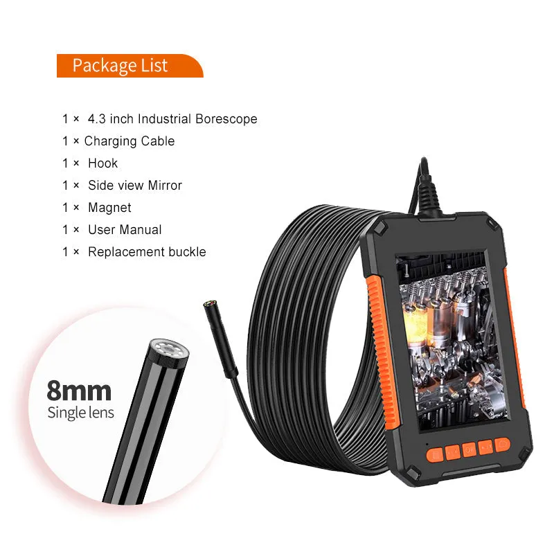 P40 8mm Single Dual Lens Industrial Endoscope 1080P 4.3 &quot; IPS LCD Digital Inspection Camera With 8 LED For Car Sewer Checking