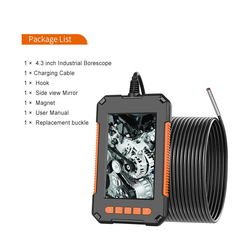 P40 8mm Single Dual Lens Industrial Endoscope 1080P 4.3 &quot; IPS LCD Digital Inspection Camera With 8 LED For Car Sewer Checking