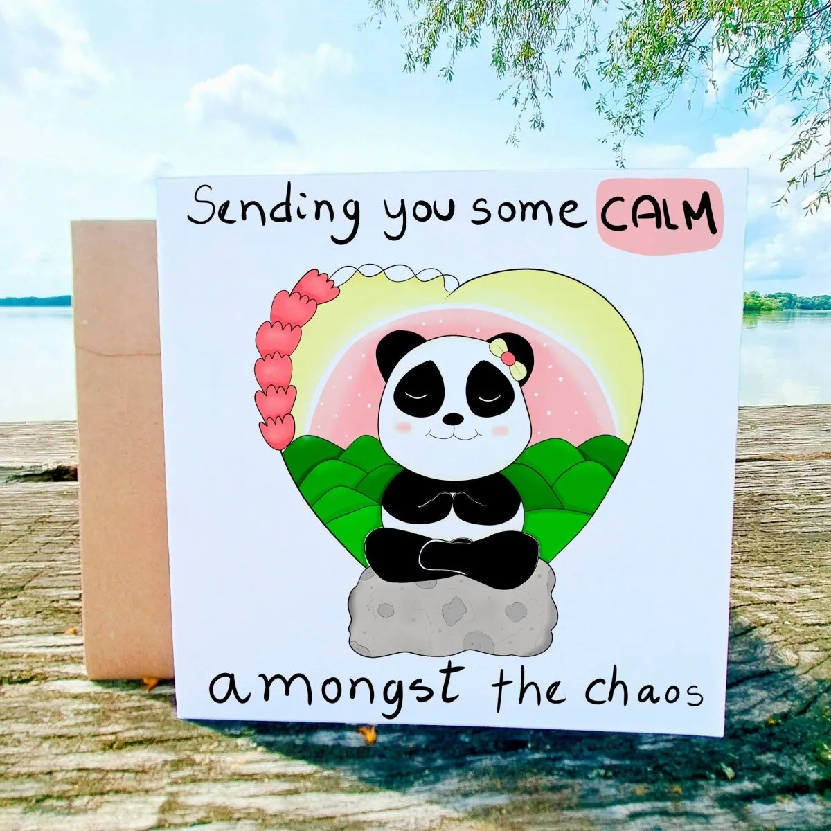 Panda Buddha Meditation Cheer Up Card, Personalized Encouragement Greeting for Difficult Times & Support