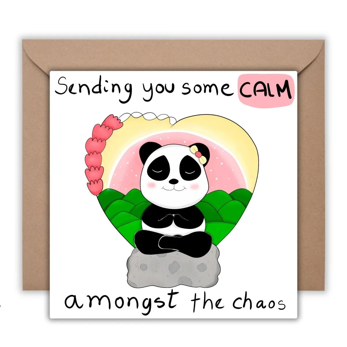 Panda Buddha Meditation Cheer Up Card, Personalized Encouragement Greeting for Difficult Times & Support