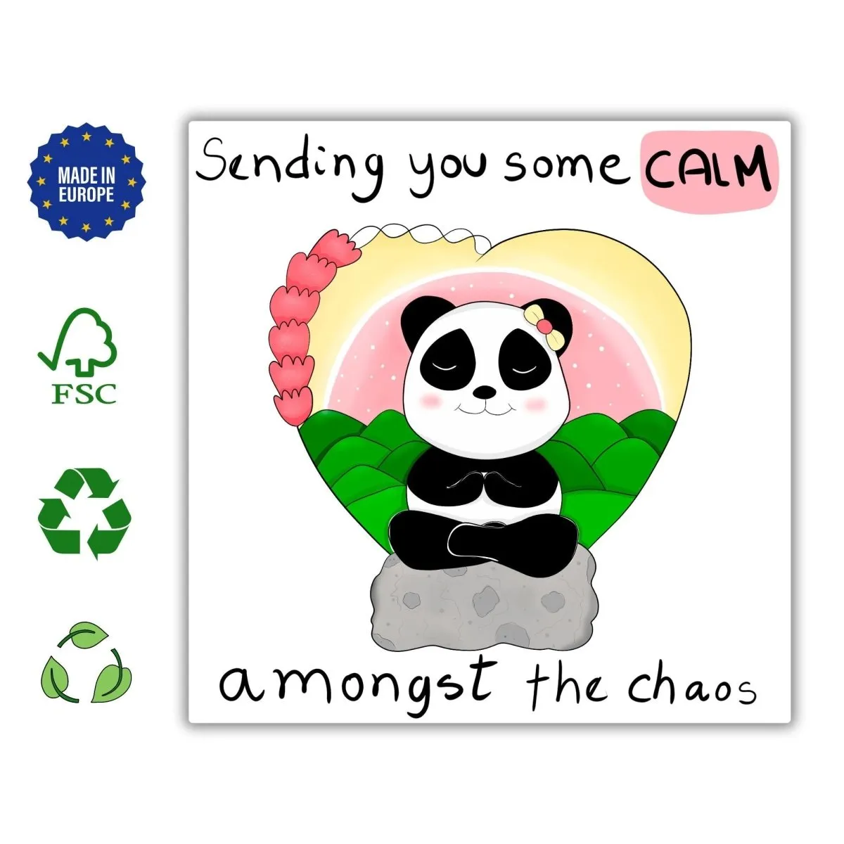 Panda Buddha Meditation Cheer Up Card, Personalized Encouragement Greeting for Difficult Times & Support