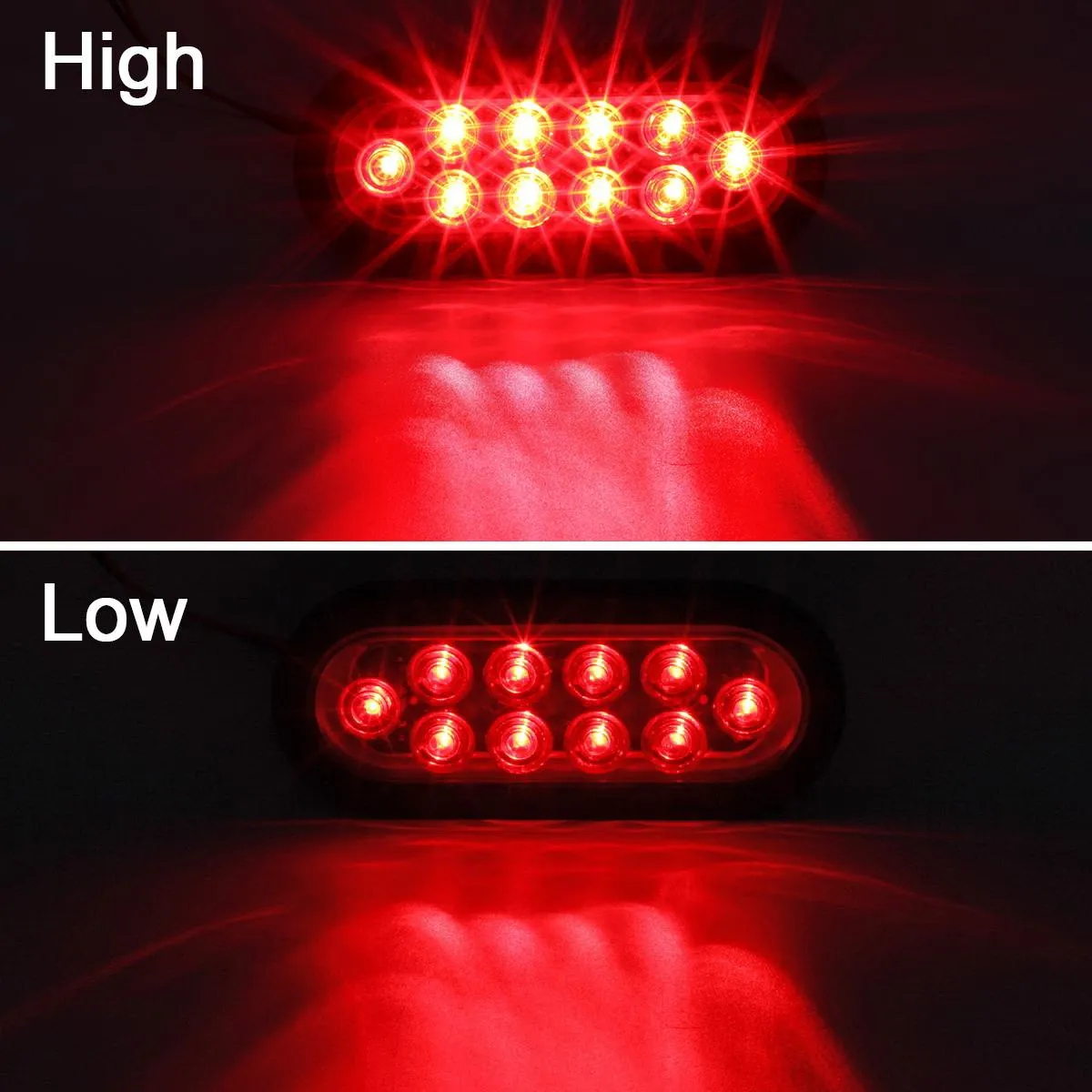 Partsam 10Pcs 6inch Inch Oval Led Trailer Tail Lights Red 10 Diodes Grommet and Plug Waterproof Turn Stop Tail Brake Trailer Lights Replacement for RV Trucks