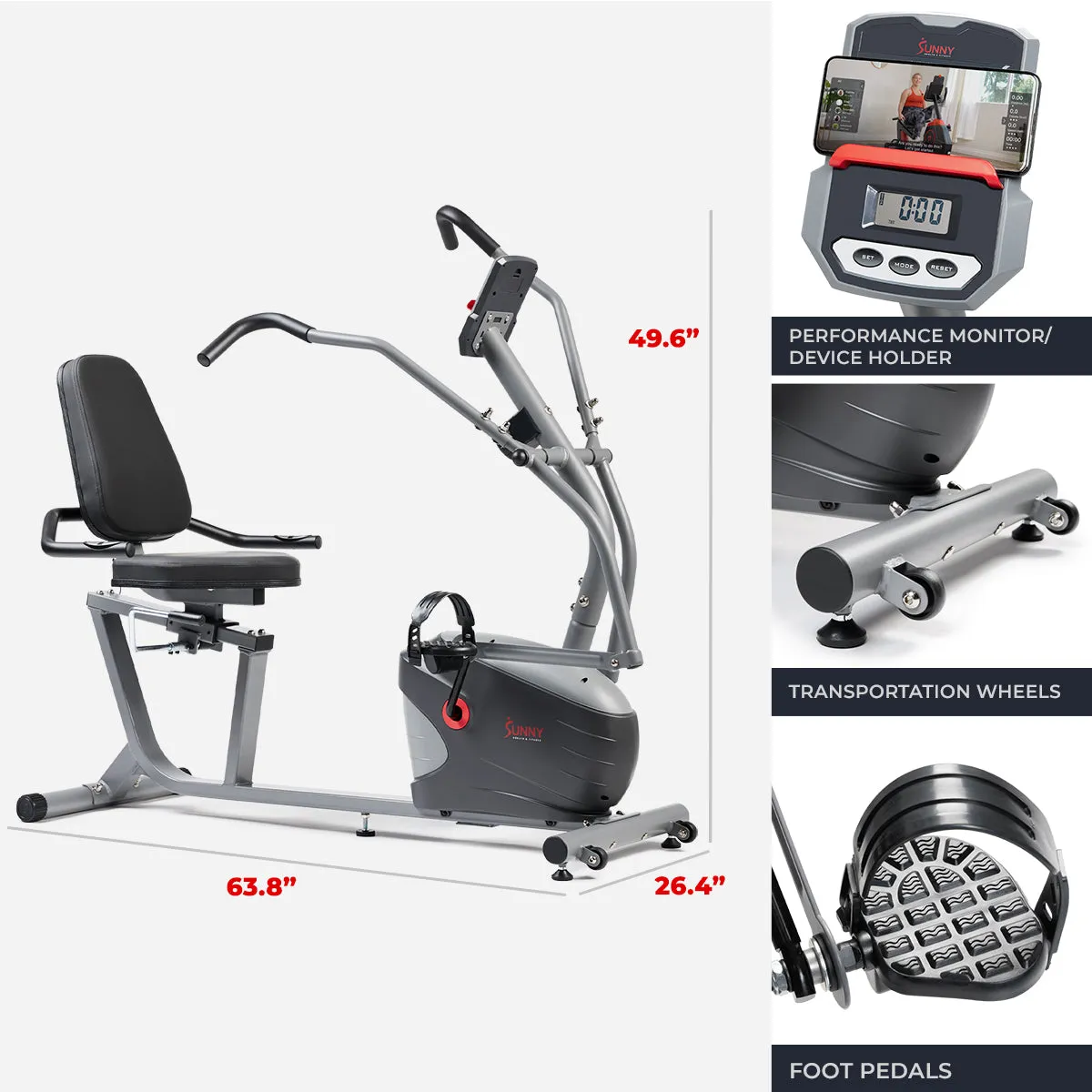 Performance Smart Recumbent Bike with Arm Exerciser