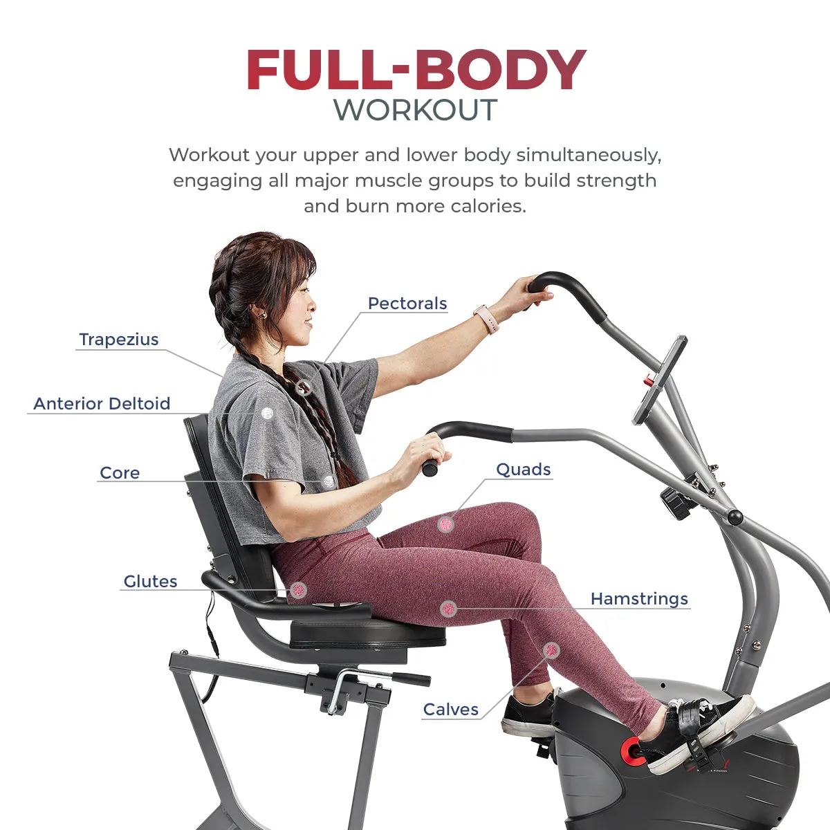 Performance Smart Recumbent Bike with Arm Exerciser