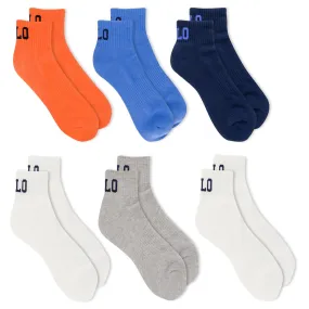 Polo Ralph Lauren Men's 6-Pack Logo Athletic Quarter Sock