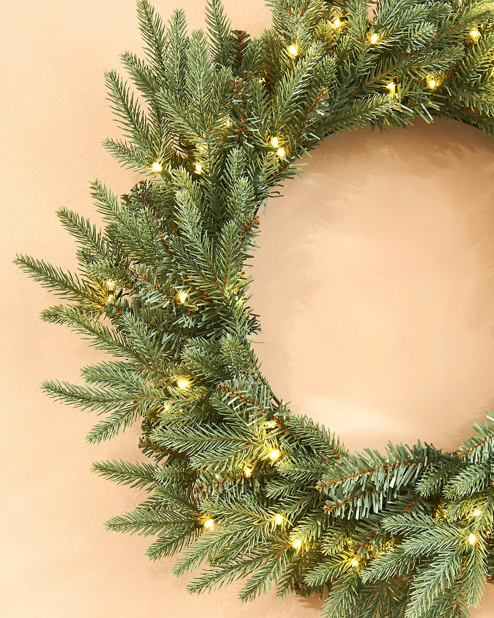 Pre-Lit Blue Mixed Pine Wreath, 60 cm