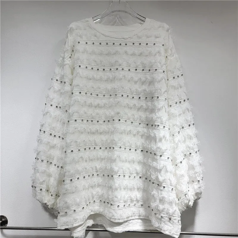 Pre Order:  3D Fungus Flowers Long Sleeved Loose Sweater