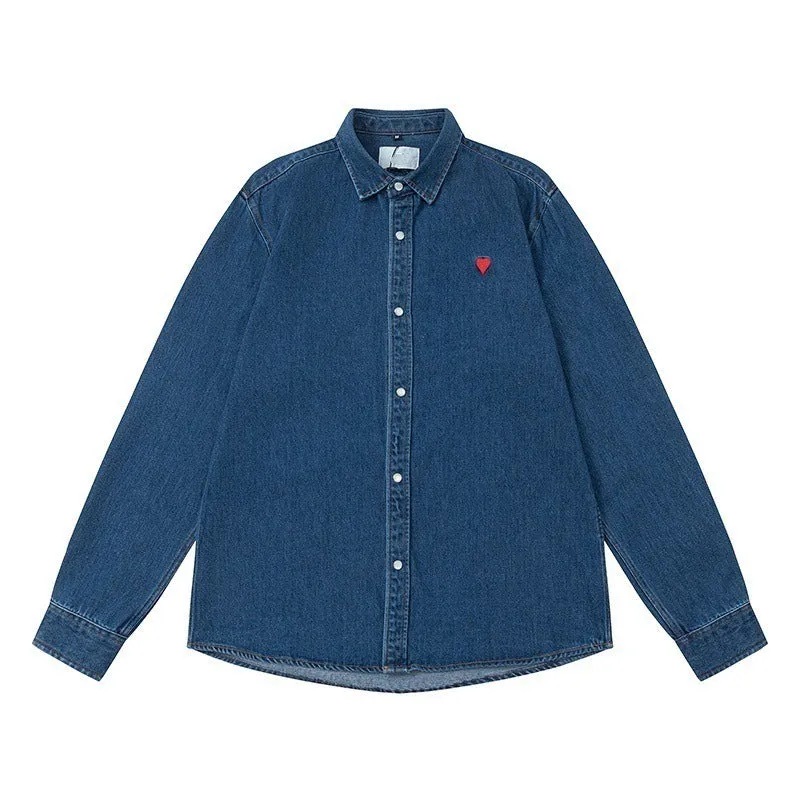 Pre Order:  Heart Smooth Denim Button Up Jacket