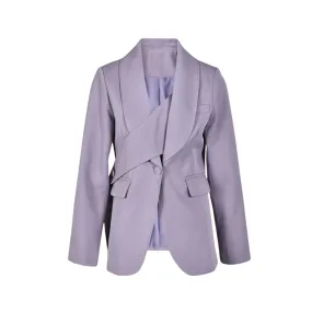 Pre Order:  Solid Diagonal Waist Cinching Blazer