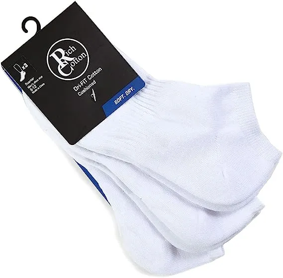 Rich Cotton Men's Multi-Pack Cushioned Performance No-Show Socks