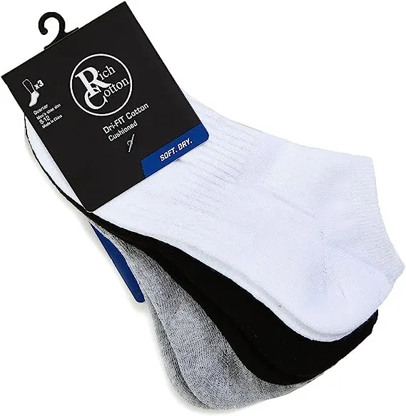 Rich Cotton Men's Multi-Pack Cushioned Performance No-Show Socks