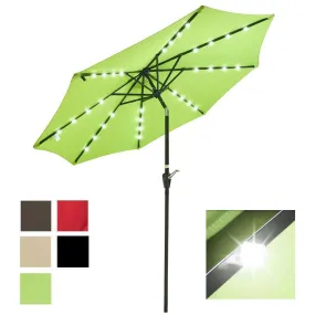 Solar Patio Umbrella with Light Bulbs Tilt Metal 9ft 8-Rib