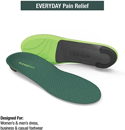 Superfeet Everyday Pain Relief Insoles | Customizable Heel Stability and Professional-Grade Orthotic Support Inserts | Color Green