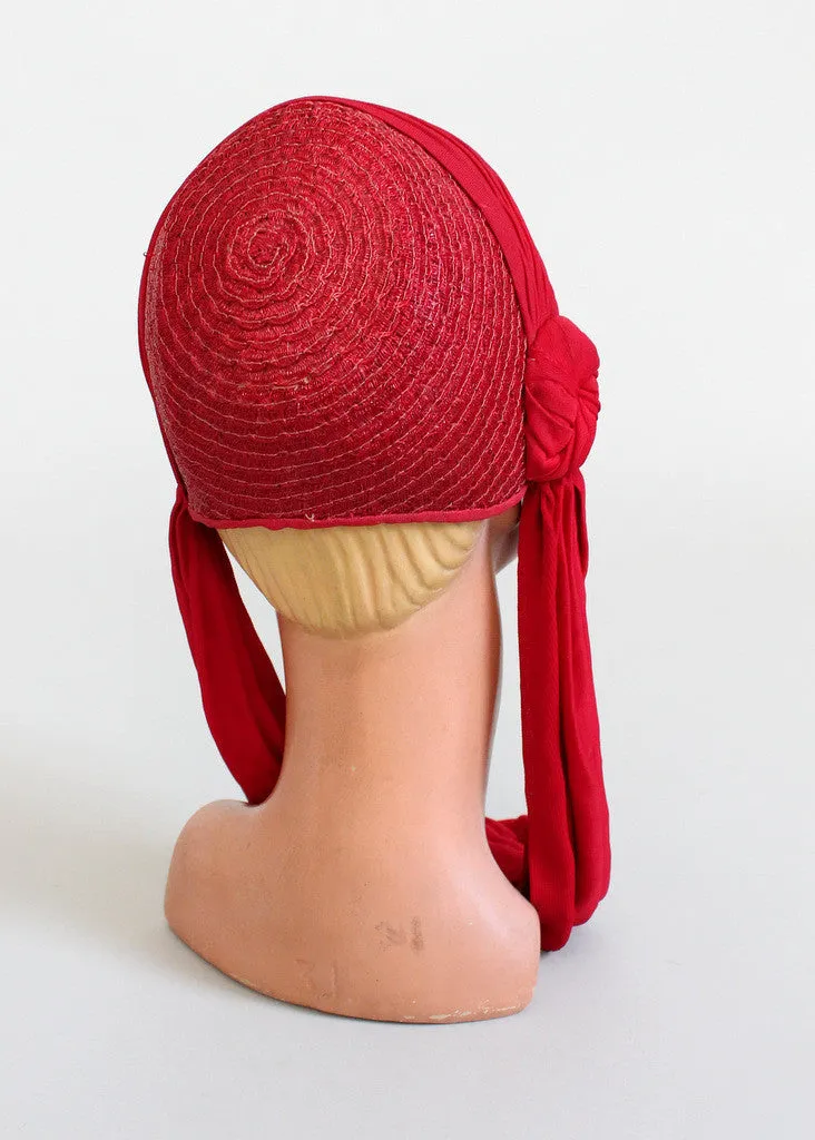 Vintage 1930s Art Deco Red Drape Hat