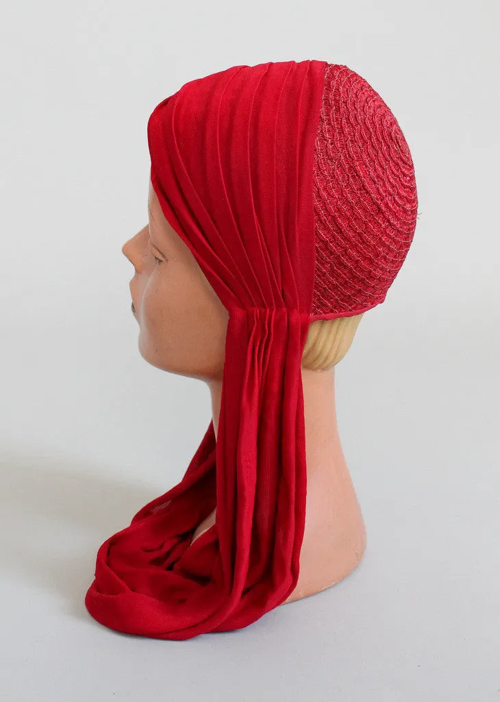 Vintage 1930s Art Deco Red Drape Hat