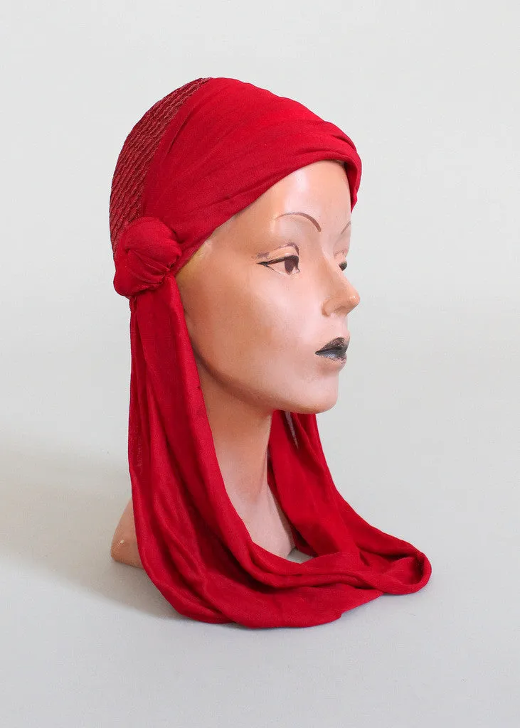 Vintage 1930s Art Deco Red Drape Hat