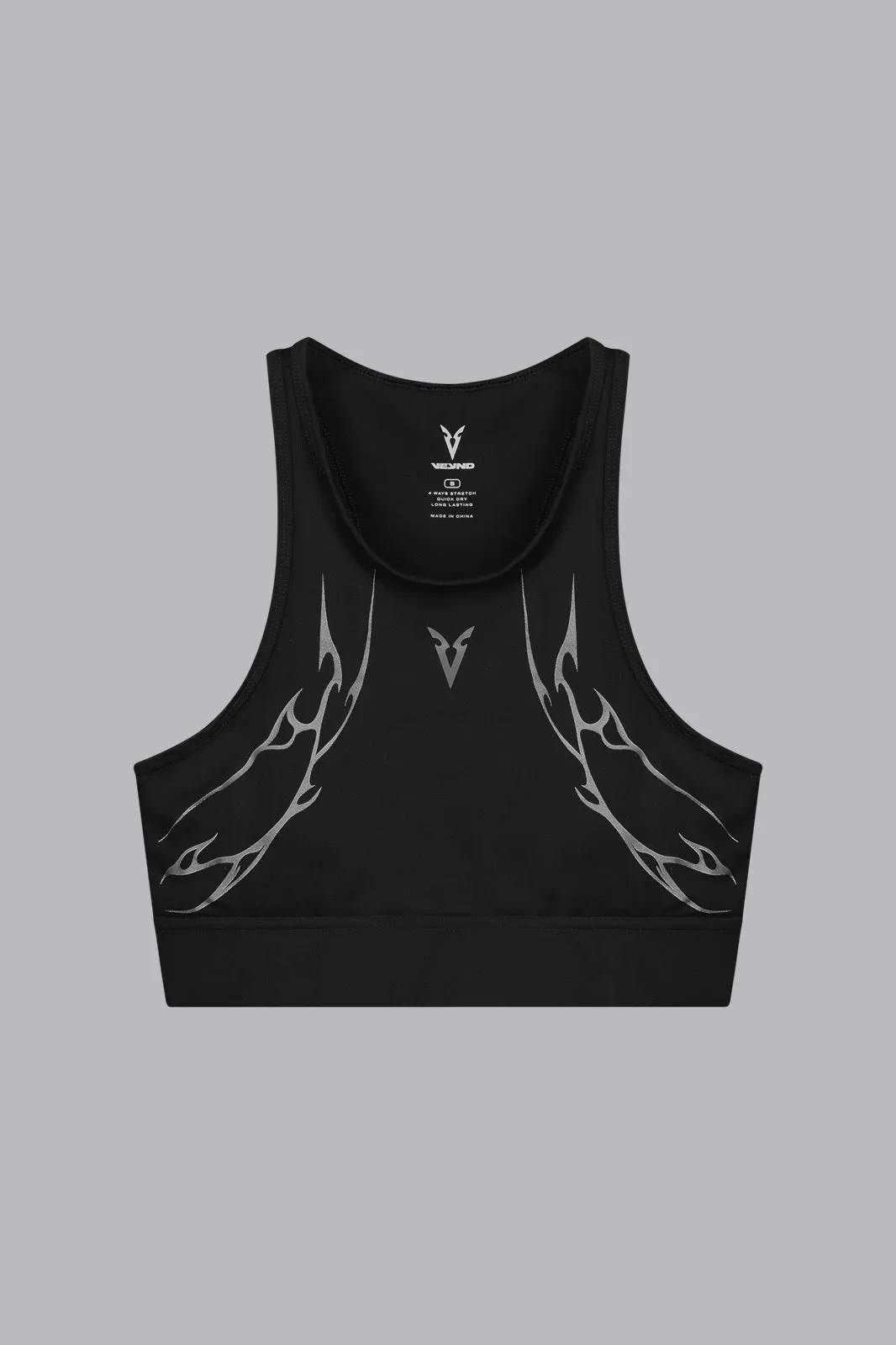 V_SCULPT® GRAPHIC HIGH NECK SPORTS BRA - Black