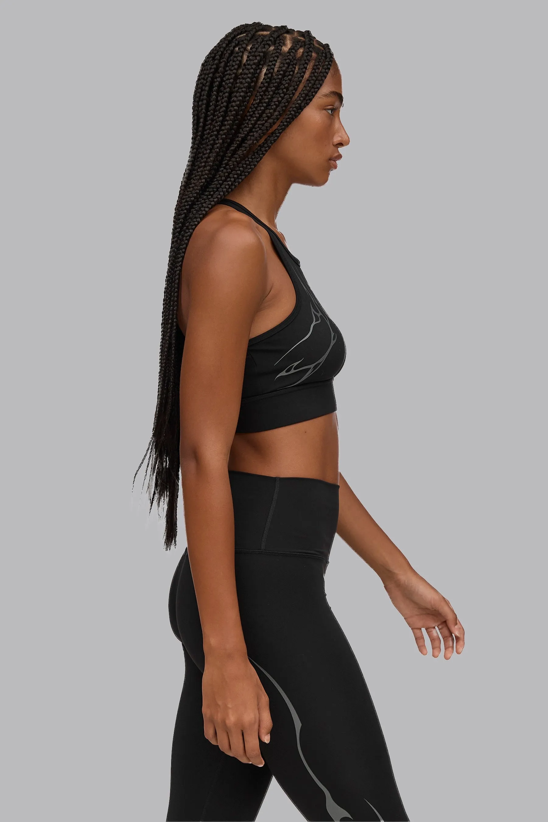 V_SCULPT® GRAPHIC HIGH NECK SPORTS BRA - Black