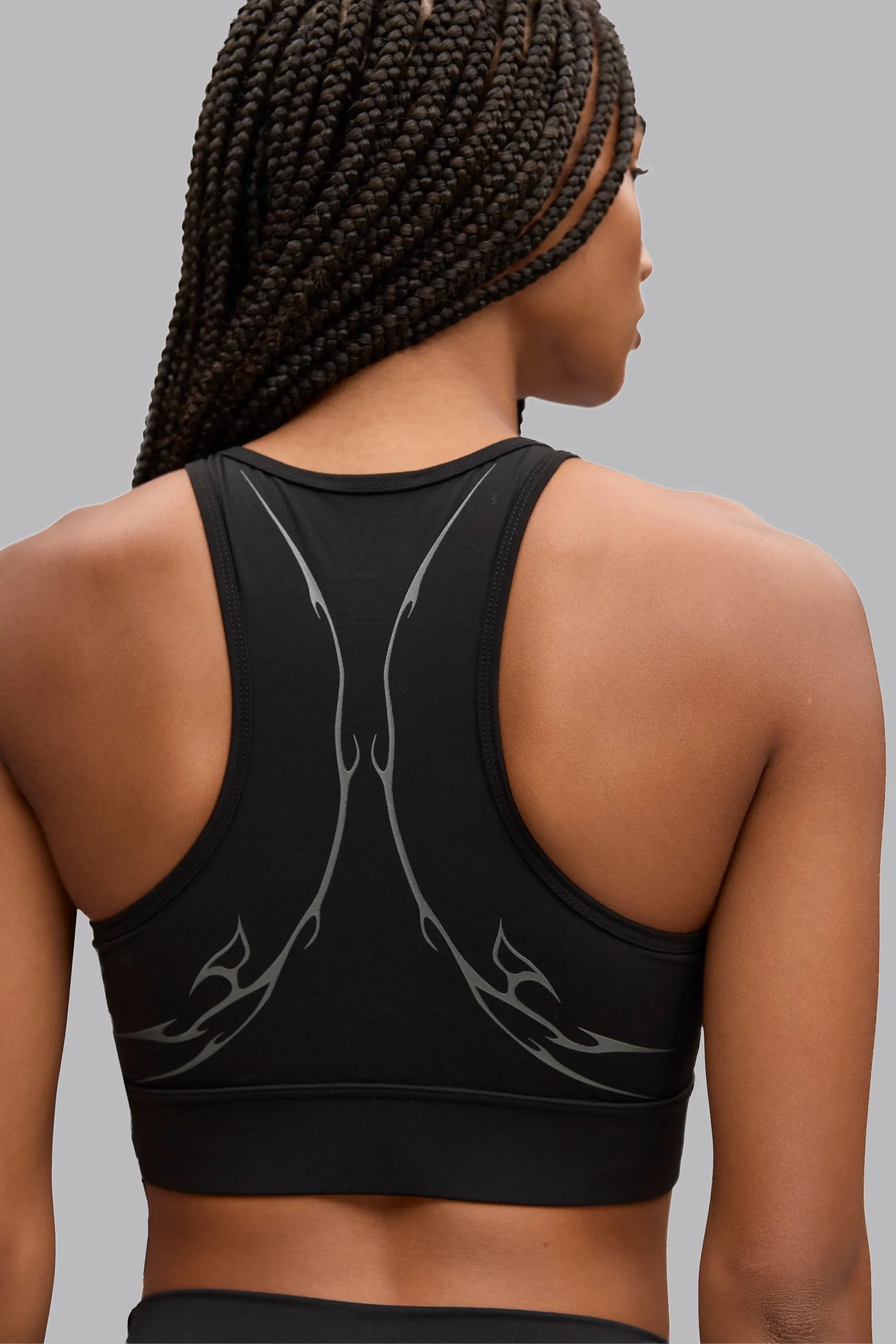 V_SCULPT® GRAPHIC HIGH NECK SPORTS BRA - Black