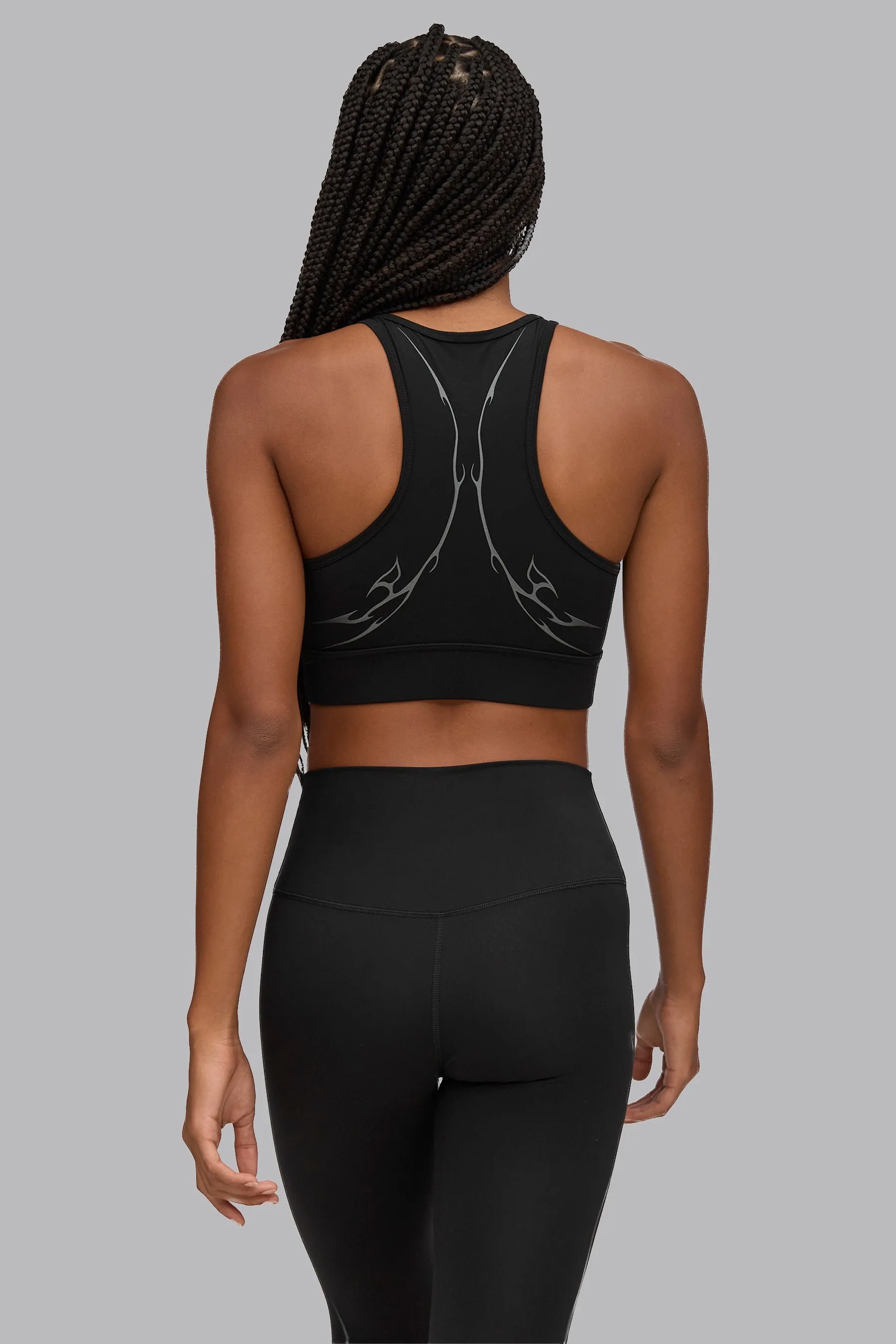 V_SCULPT® GRAPHIC HIGH NECK SPORTS BRA - Black